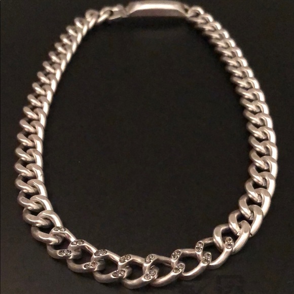 GUNMETAL CRYSTALS IN SILVER PLATED CHAIN LINK - Picture 2 of 8